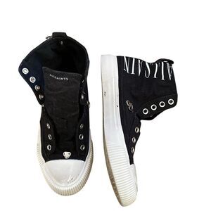 All Saints Womens Elena Stamp High Top Sneaker Size 37  6.5‎ Black White